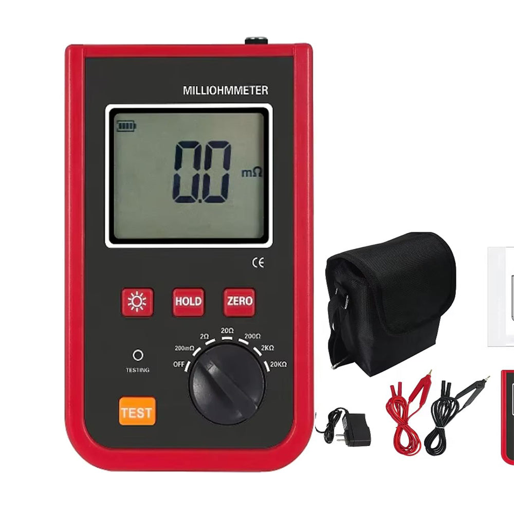 VTSYIQI Equipotential Tester Micro-ohmmeter Micro Ohm Meter with Working Current≤1.2A Measure Power≤17.64W IEC61010-1 Standard Accuracy ±0.1%FS ± 15dgt Resistance Range 1mΩ~20.0kΩ 200 Groups Data Storage Rechargeable Lithium Battery