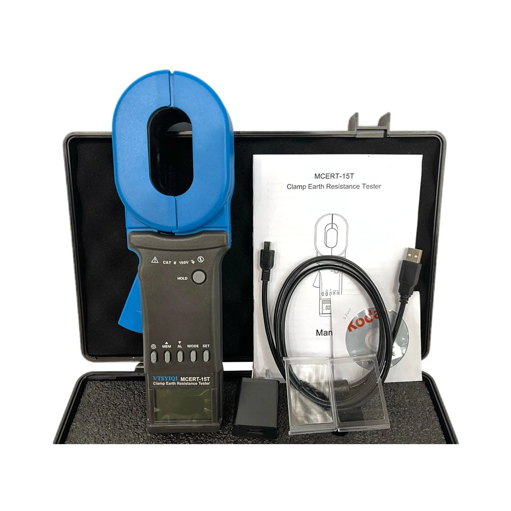 VTSYIQI Digital Clamp Earth Resistance Tester Meter with Resistance Measurement Range 0.010Ω~1500Ω Current Range 0.000mA~40.0A USB Communication Interface Data Storage 999 Groups