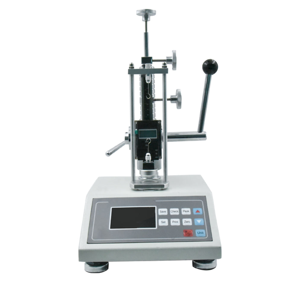 Digital Spring Pressure Tester Spring Tension Testing Machine with Maximum Test Machine Load 30N Minimum Resolution 0.001N Store 99 Sets of Test Data Three Measurement Units(N/KG/Lb) Measurable Maximum Free Length of Spring 80mm