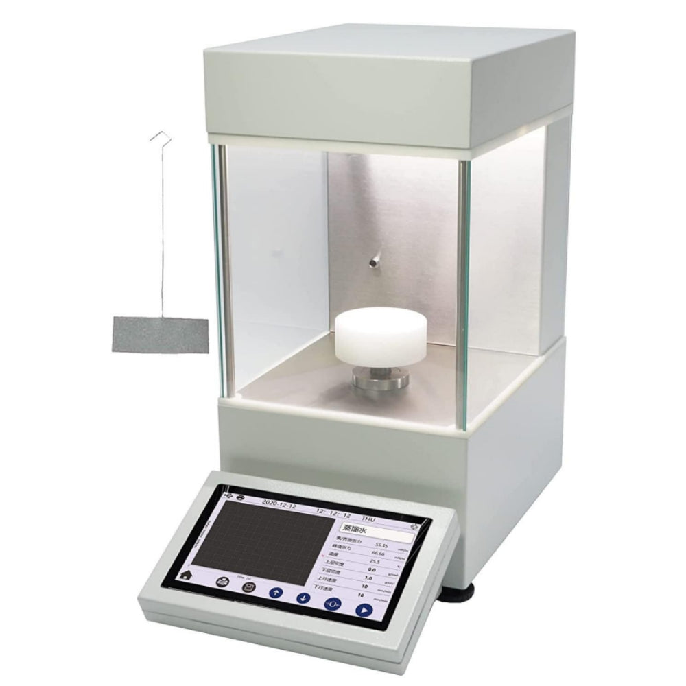 VTSYIQI Surface Tensionmeter Automatic Interfacial Tension Meter Surface Tension Measurement with 7 Inch Touch Screen Wilhelmy Plate Method Range 0 to 1000mN/m Accuracy 0.01mN/m U Disk