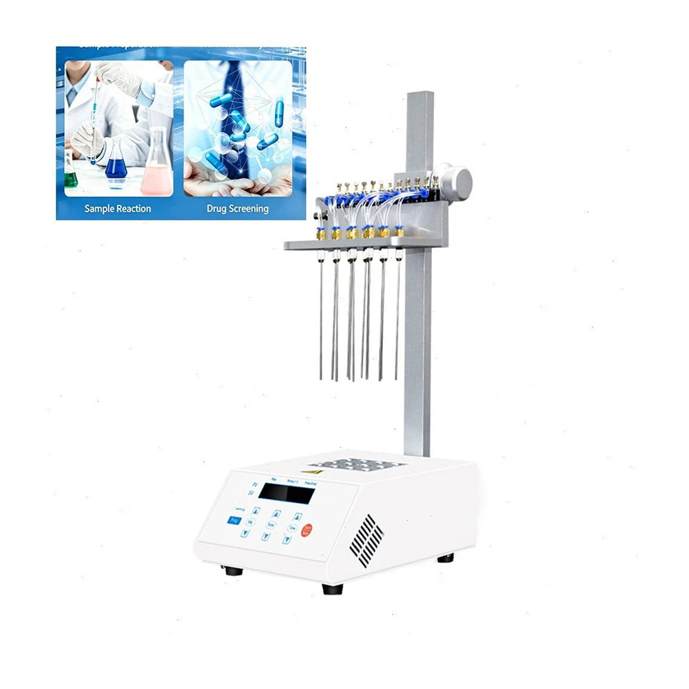 VTSYIQI 12-Hole Dry Nitrogen Evaporator Dry Block Nitrogen Evaporator for using in the Concentration Preparation of Large Batches of Samples with Sample Handling Capacity 12 Holes*16.5mm Time Setting 0-99h59min
