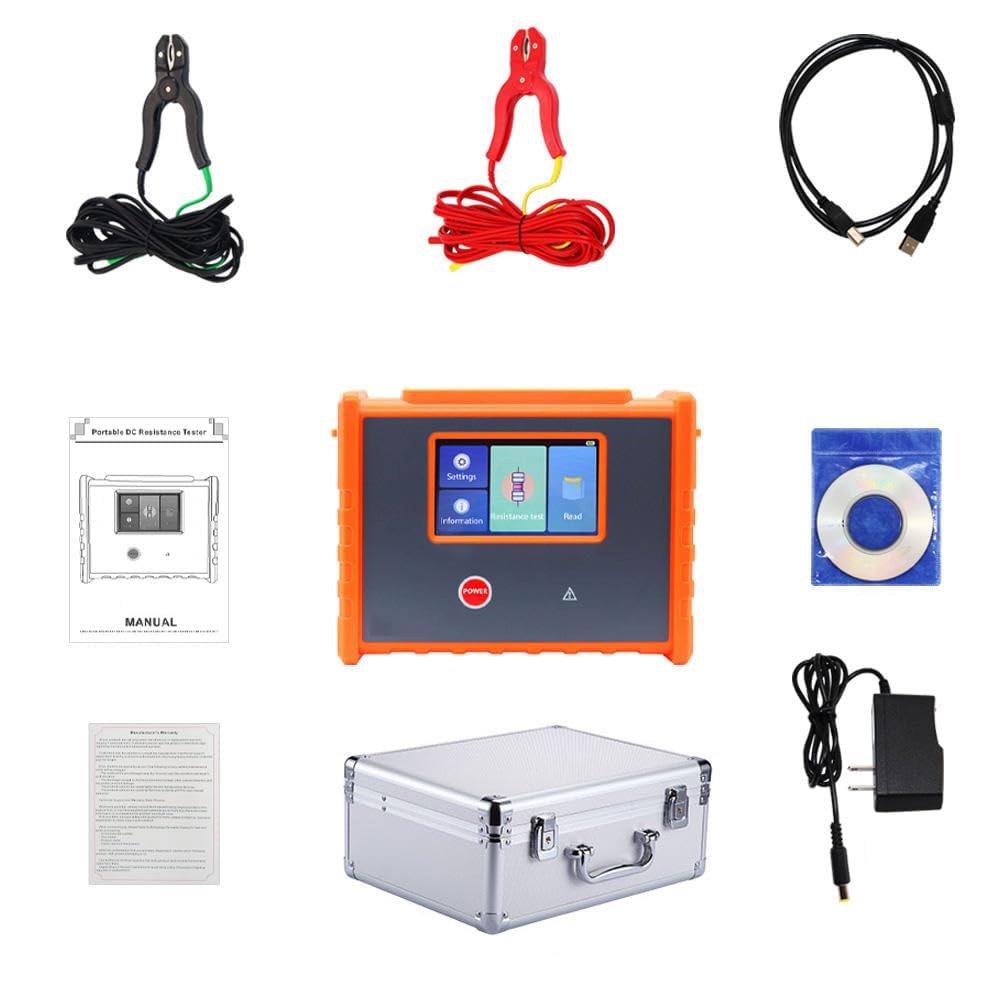 VTSYIQI Handheld DC Resistance Tester 10A Transformer DC Resistance Tester with Four Line Method Test Maximum Short-Circuit Current 10A Resistance Range 10.0uΩ-50.00KΩ Resolution 0.1 uΩ Precision ±0.2% FS±10dgt USB Interface