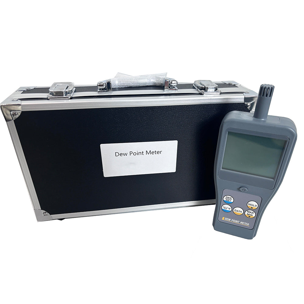 VTSYIQI Portable Dew Point Meter Dew-point Meter Dew Point Tester with Temperature Unit °C/°F Test Parameters Ambient Temperature Relative Humidity Dew Point Temperature Wet Bulb Temperature LCD Display