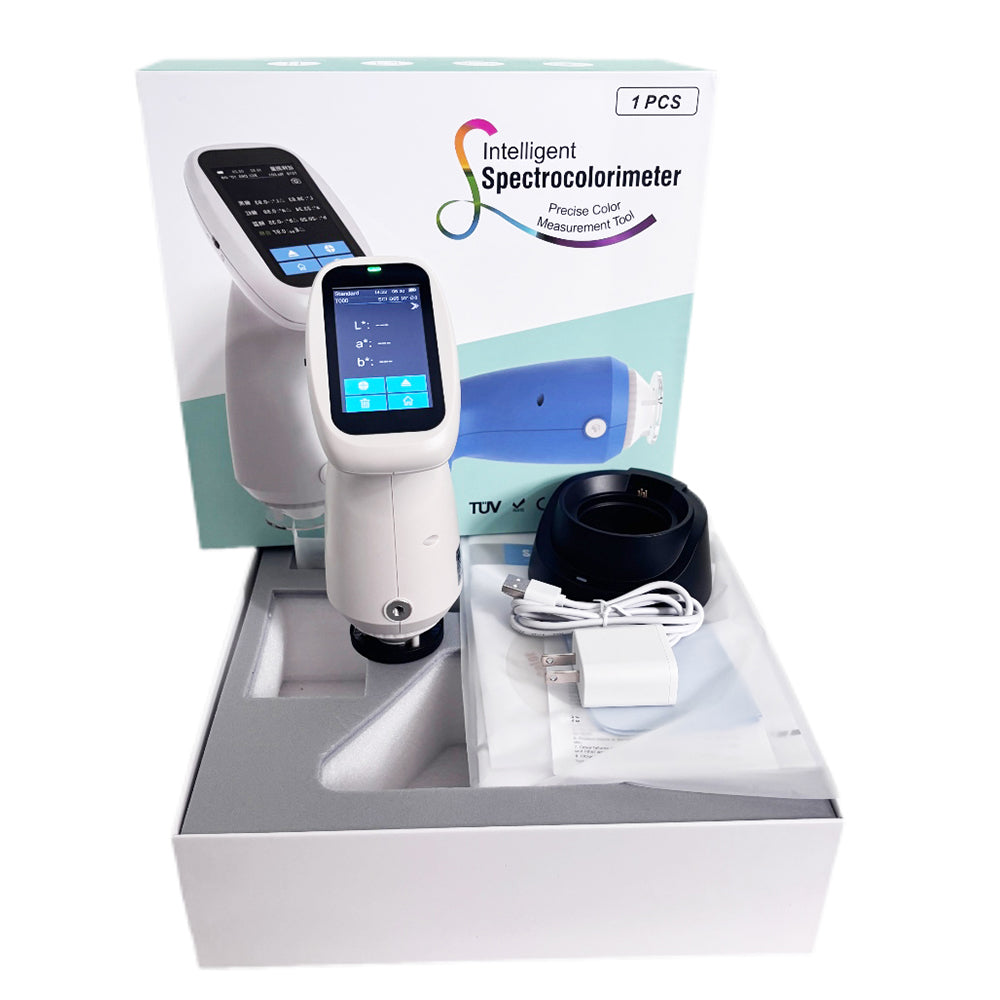 VTSYIQI Handheld Spectrocolorimeter Portable Color Analyzer with Measuring Aperture Φ4mm Φ8mm CMOS Dual Beam Splitting Sensor Observer Angle 2°/10° Measured Reflectance Range 0-200% Single Measurement Average Measurement(2-99times)
