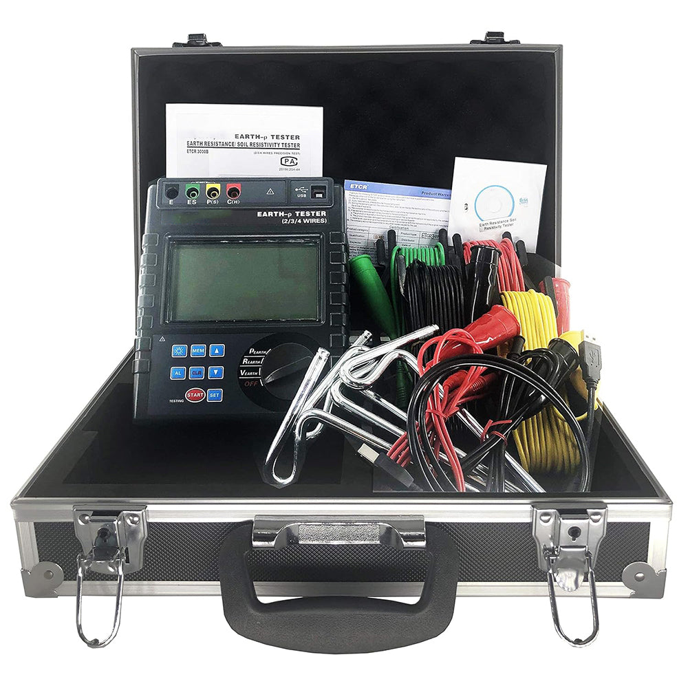 VTSYIQI Soil Resistivity Tester Digital Earth Ground Meter with Soil Resistivity 0.00Ωm-9000kΩm Ground Resistance 0.01Ω-30.00KΩ Earth Voltage0V-600V IEC61010-1