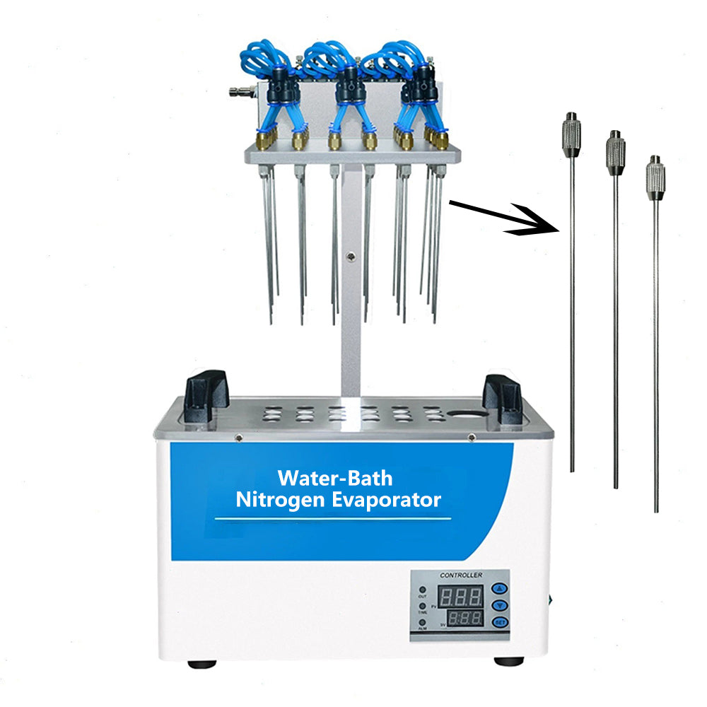 VTSYIQI Water Bath Sample Concentrator 12-Hole Water Bath Nitrogen Evaporator with Sample Quantity 12 Nitrogen Consumption(ml/min) 330/sample(Adjustable) Each Gas Flow Can Be Adjusted Individually