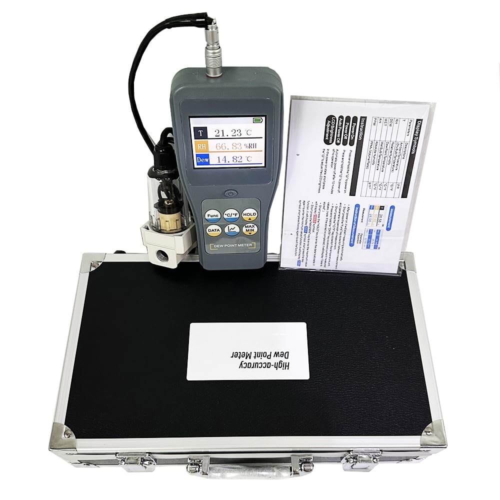 VTSYIQI Dew Point Meter Separate Type Dewpoint Meters with  for Ambient Temperature Relative Humidity Dew Point Temperature, Wet Bulb Temperature Absolute Humidity PPMv Test