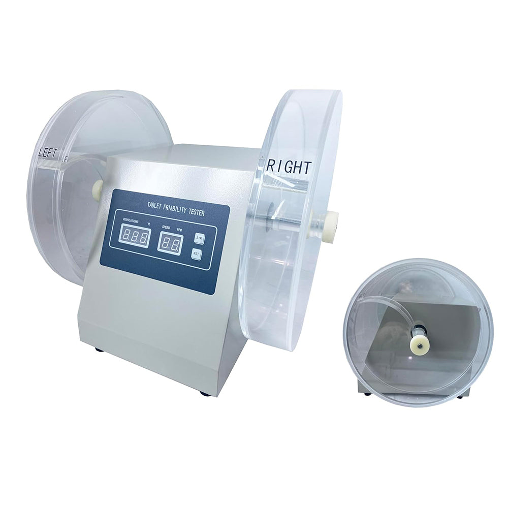 VTSYIQI Tablet Friability Apparatus Double Drum Tablet Friability Tester with Single-channel Dual-tube Inner Diameter of Turntable Cylinder Φ286mm Depth of Turntable Cylinder 39mm Automatic Detection Automatic Diagnosis Automatic Alarm