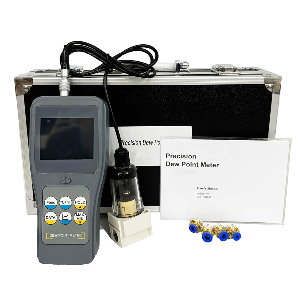 VTSYIQI Portable Dew Point Meter with Split Sensor PPMv, Saturated Vapor Pressure, Vapor Pressure, Mixing Ratio, Specific Enthalpy Etc 10 Measurement Parameters Display of 5 Parameter Measurement Curves