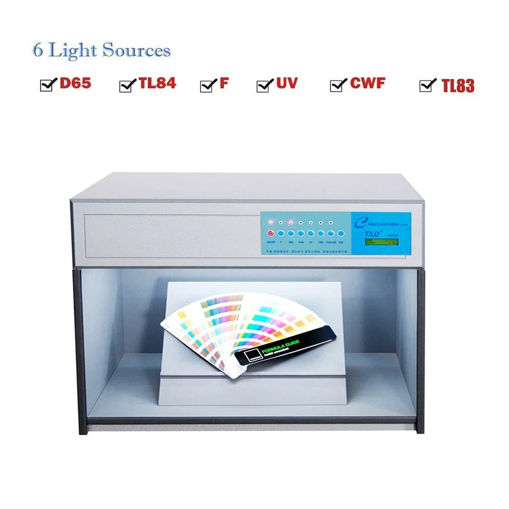 VTSYIQI Color Matching Cabinet Color Assessment Cabinet Color Matching Light Box Light Booths with 6 Light Booth D65 TL84 TL83 UV F CWF ASTM D1729 ISO3664 Voltage 110V or 220V