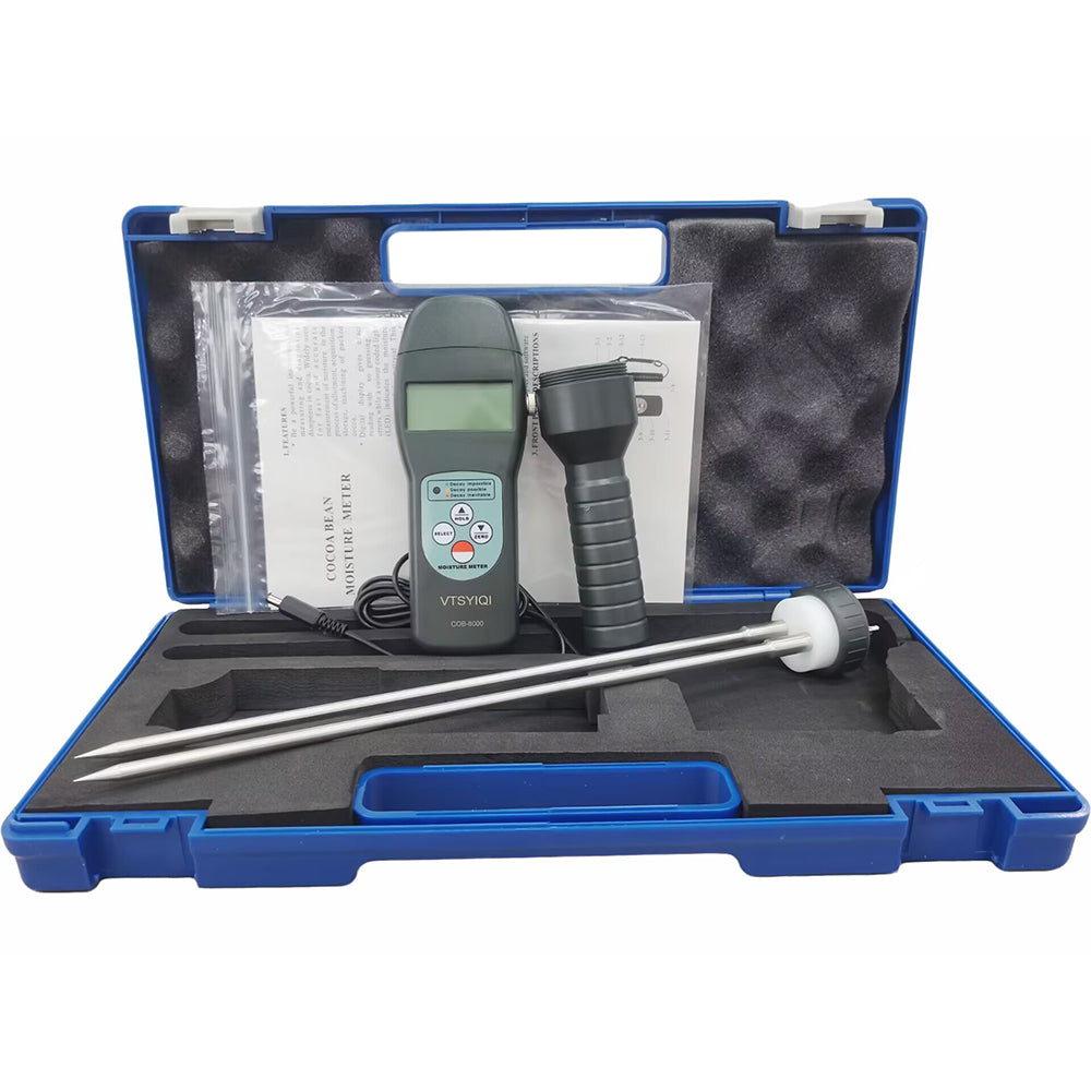 VTSYIQI Coffee Bean Moisture Meter Digital Cocoa Bean Moisture Tester with Measuring Range 7~30% Green Yellow Red LED Indicator Resolution 0.1 Accuracy ±0.5%N LCD Display