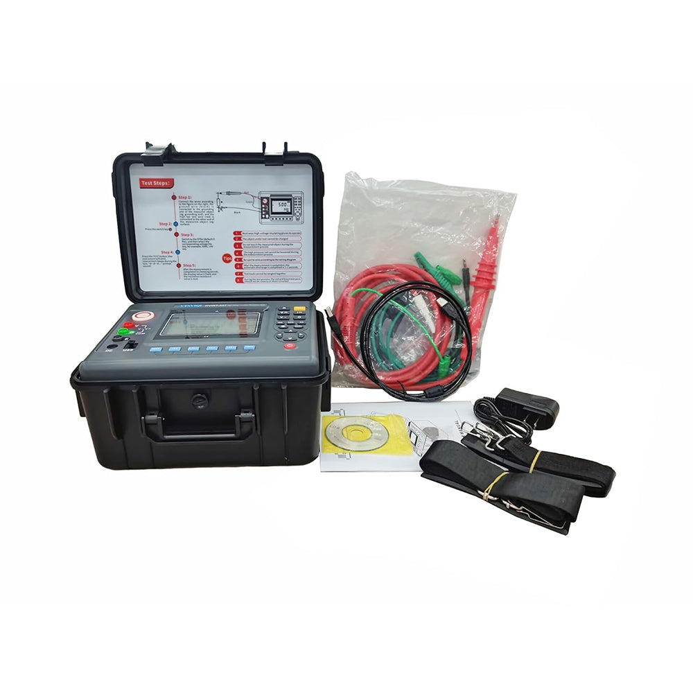 VTSYIQI 15kv Insulation Resistance Meters Digital 50TΩ High Voltage Insulation Tester Meter Detector with Range 500V 1000V 2500V 5000V 10KV 15KV Resolution 0.01MΩ 4 Bit Large LCD Display