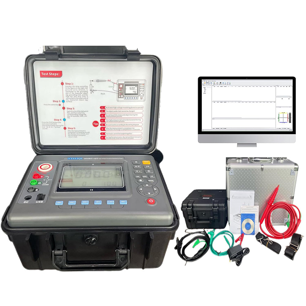 VTSYIQI Digital High Voltage Insulation Tester 5kV Insulation Tester with Multi Rated Voltage 100V-5000V Insulation Resistance Range 0.01MΩ-2000GΩ USB Interface