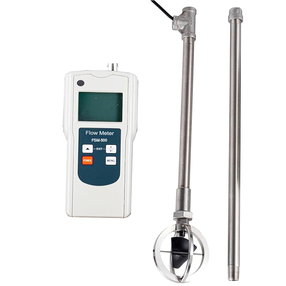 VTSYIQI Water Flow Rate Meter Portable Water Velocity Meter with Pole Positioning Measurement Method LED Backlight Current Measurement Error ≤1.5% Speed Range 0.01-5.00 m/s LCD Display