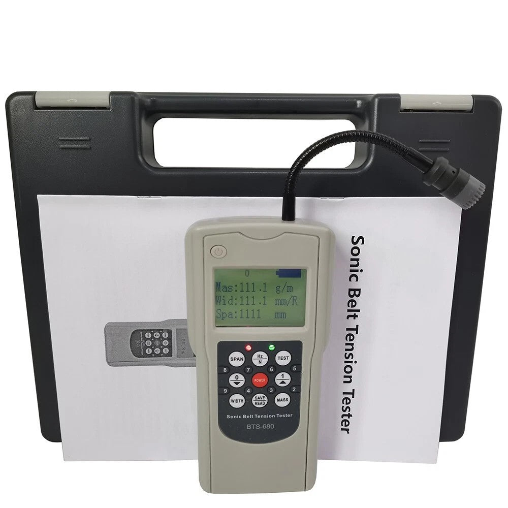 VTSYIQI Digital Sonic Tension Meter Belt Tensioner with Measuring Range 10HZ-680HZ LCD Display Stored 20 Set Belt Parameters for Measure the Frequency of Vibration of Drive Belts Upon Impact or Rapid Movement