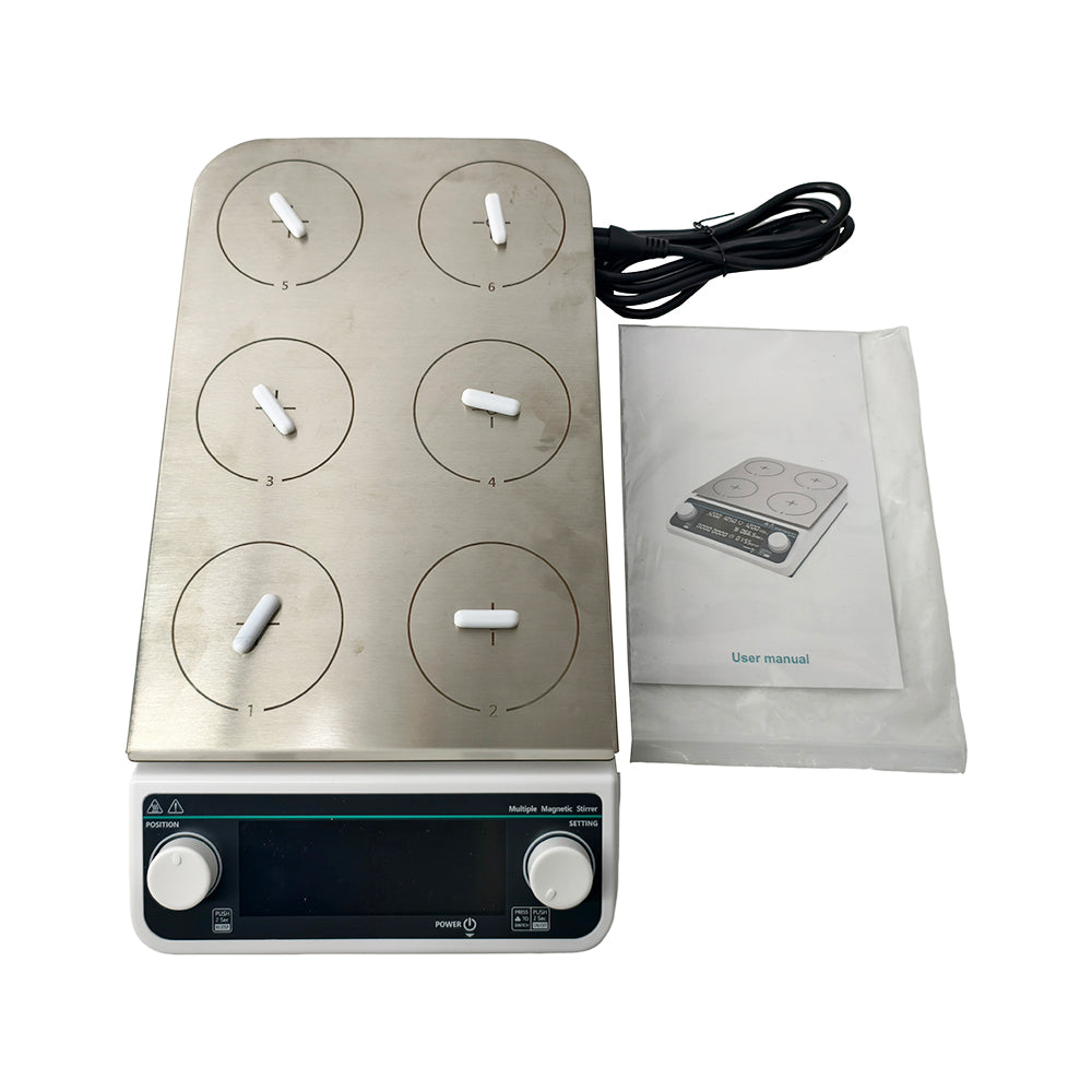 VTSYIQI 6 Position Hotplate Stirrer Multi-position Hotplate Magnetic Stirrer with Speed Range 50-1200 RPM 6 Stirring Points Max Stirring Volume 6 * 500ML Brushless Motor Synchronous or Asynchronous Control