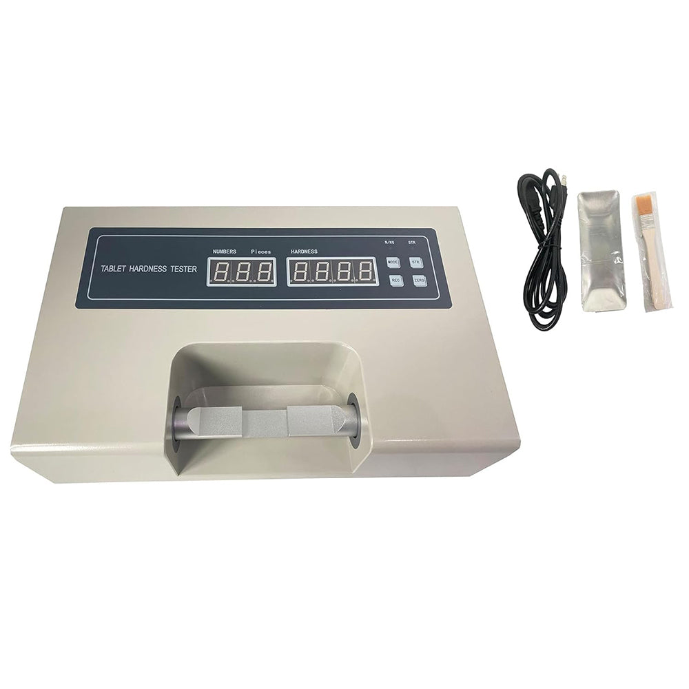 VTSYIQI Automatic Tablet Hardness Tester Tablet Hardness Test Instrument with Hardness Range 2～199.9 N Accuracy ±1.5% Auto Press Tablet Function Max Number ≤100P Each Group Auto-Test Automatic Preset Number of Slices