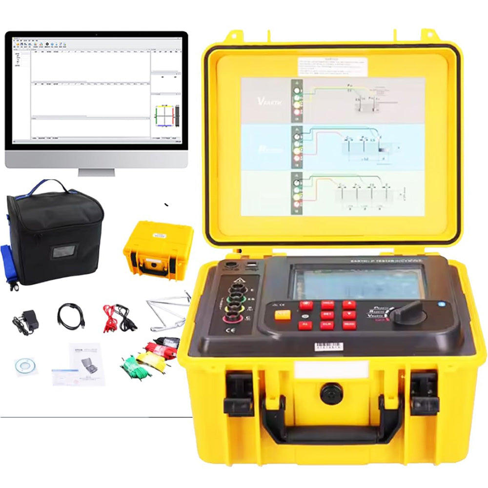 VTSYIQI 4 Wire Earth Ground Resistance Meter Tester Meter Digital Soil Resistivity Tester  for Field Measurement of Ground Resistance Soil Resistivity Ground Voltage and AC Voltage with  Earth Resistance 0.00Ω～30.00kΩ