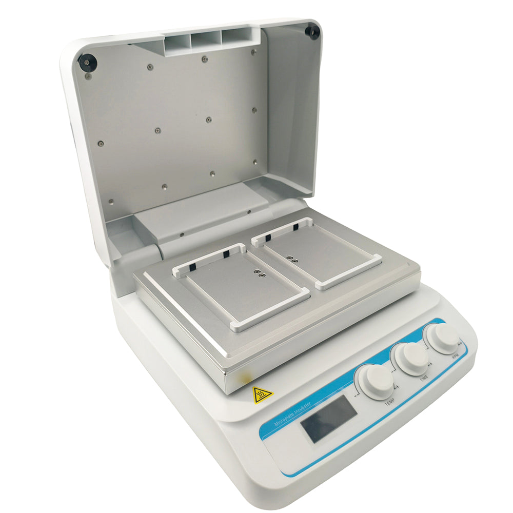 VTSYIQI Thermoshakers for Microplates Microplate Incubator Micro Plate Thermo Shaker  with Capacity 2 Microtiter Plates or Deep Well Plates Speed Range 100 to 1600rpm Temperature Control Accuracy ≤±0.5°C