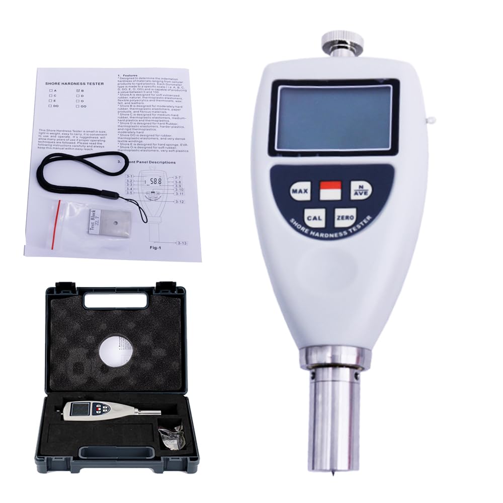 VTSYIQI Portable Shore C Durometer for Medium-hard Rubber Thermoplastic Elastomers Medium-hard Plastics and Thermoplastics with Measurement Range 10~90HC Indenter 0.79 Truncated (Frustum) Cone