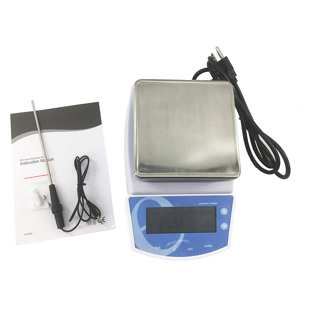 VTSYIQI Digital Heating Magnetic Stirrer Hot Plate Magnetic Stirrer with Max Temperature 300 Degree Celsius Stirring Speed 0 to 1250rpm Timer Range 0 to 999 Minutes Maximum Stirring Volume 2L