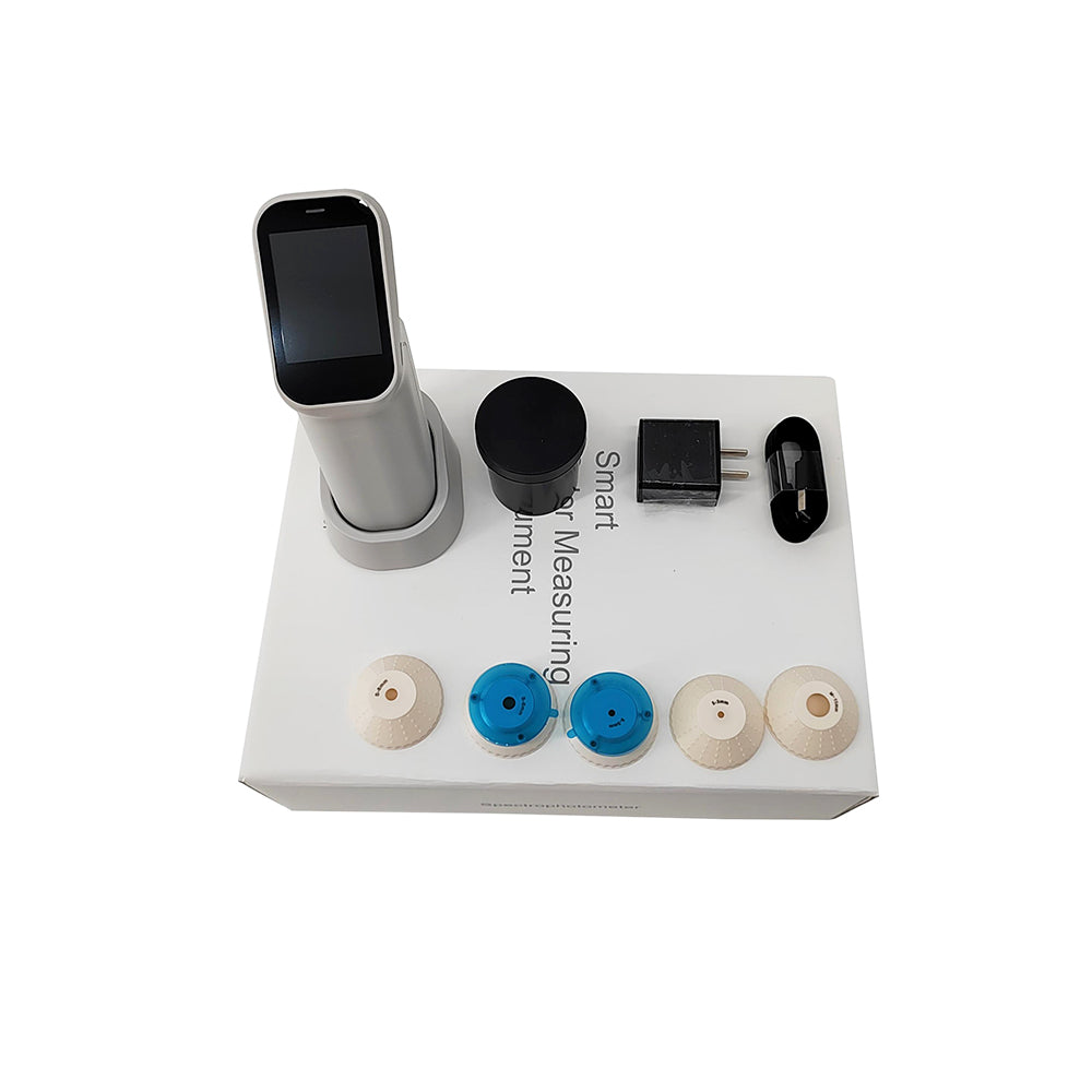 VTSYIQI Digital Colorimeter Color Meter Color Difference Meter with Measuring Aperture 3mm 6mm 11mm Wavelength Range 400-700nm Camera Function LED+UV Light Source Software Support Andriod iOS Windows Wechat App