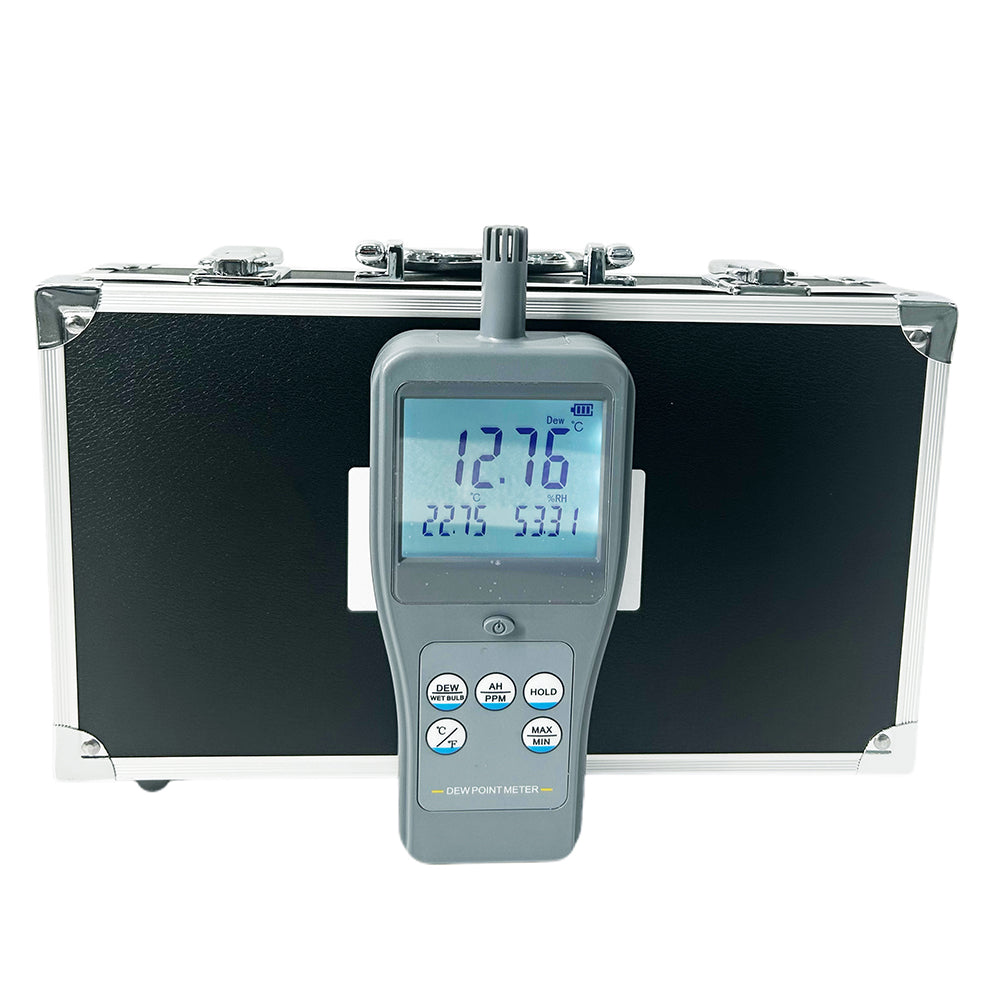 VTSYIQI Portable Dew-point Meter Dew Point Tester with Large LCD Display for Ambient Temperature Relative Humidity Dew Point Temperature Wet Bulb Temperature Absolute Humidity PPM Measurement