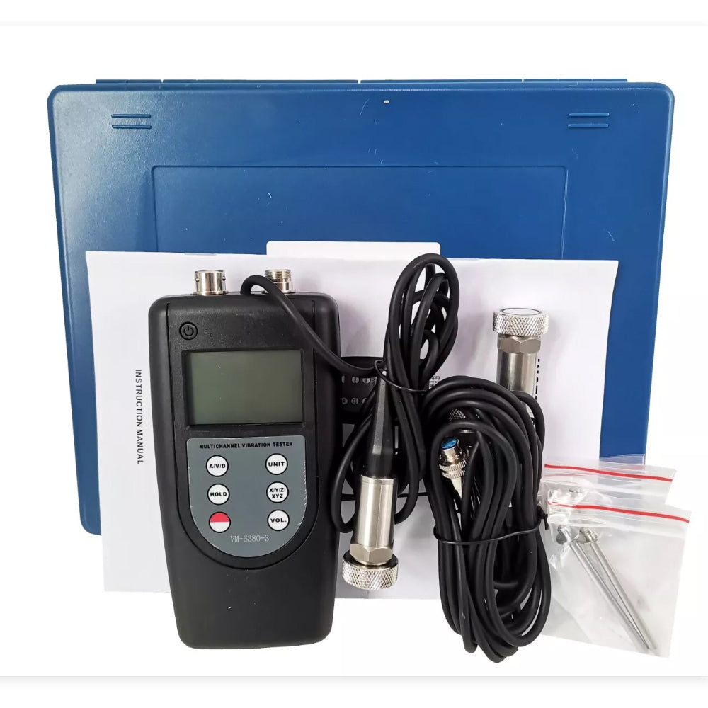 VTSYIQI Three Channels Vibration Meter Vibration Analyzer with 3 Piezoelectric Transducers Frequency Range Acceleration 10Hz~10kHz for Measuring Periodic Motion to Check the Imbalance and Deflecting of Moving Machinery
