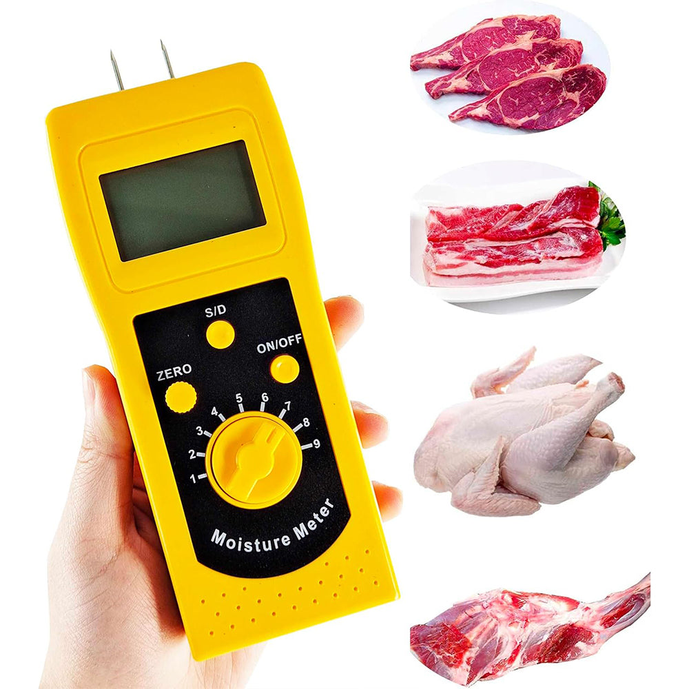 VTSYIQI Fresh Meat Moisture Meter Digital Meat Moisture Tester Analyzer with Insert Type Measurement Range 10%~90% Backlight Display for Measuring Pork Beef Mutton Lamb Chicken Poultry Meat