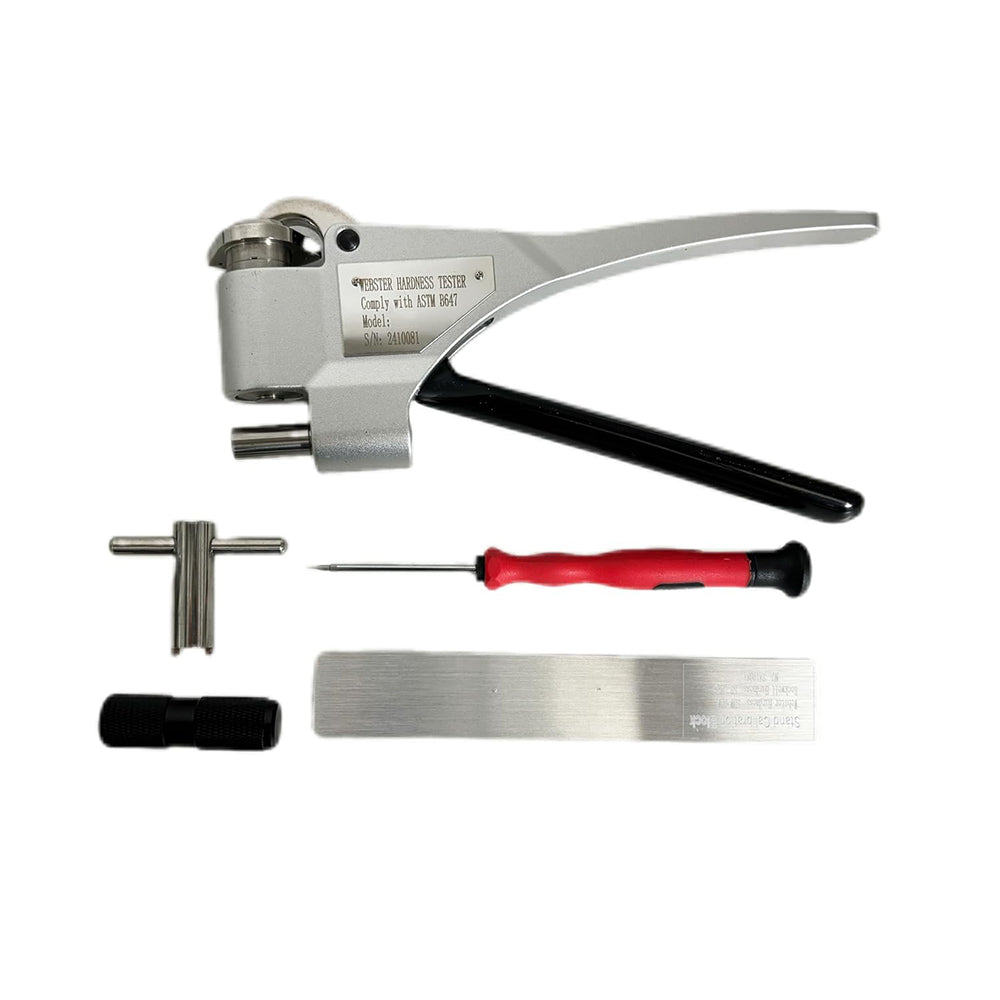 VTSYIQI Handheld Webster Hardness Tester Webster Hardness Scale Tester with Measuring Scope 0-20HW Thickness 0.6~6mm Inner Diameter Over 10mm Hardness Range 63~105HRF for Brass Tubes Brass Strips and Hard Aluminum Alloy