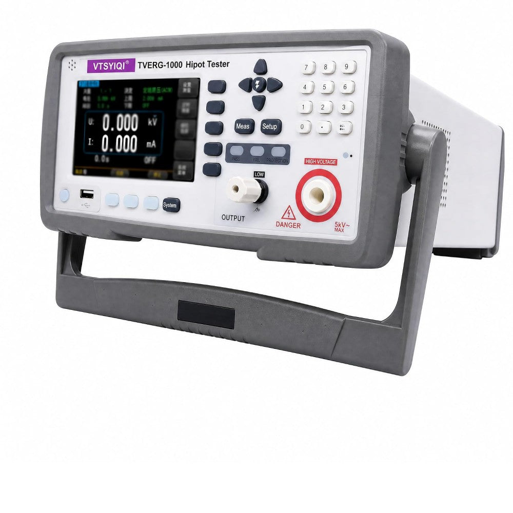 VTSYIQI AC DC Hipot Tester AC/DC Withstanding Voltage Tester with AC 5.000kV/10mA DC 6kV/5mA Touch Screen Measurement Current AC 0.001mA-10.00mA DC 0.1μA-5.00mA for Home Appliance Safety Performance Inspection Test