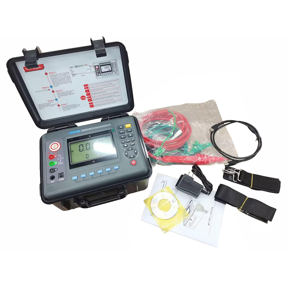 VTSYIQI High Voltage Insulation Resistance Tester Meter with Rated Voltage 500V-15KV Insulation Range 0.01MΩ-50TΩ Resolution 0.01MΩ for Motor Test