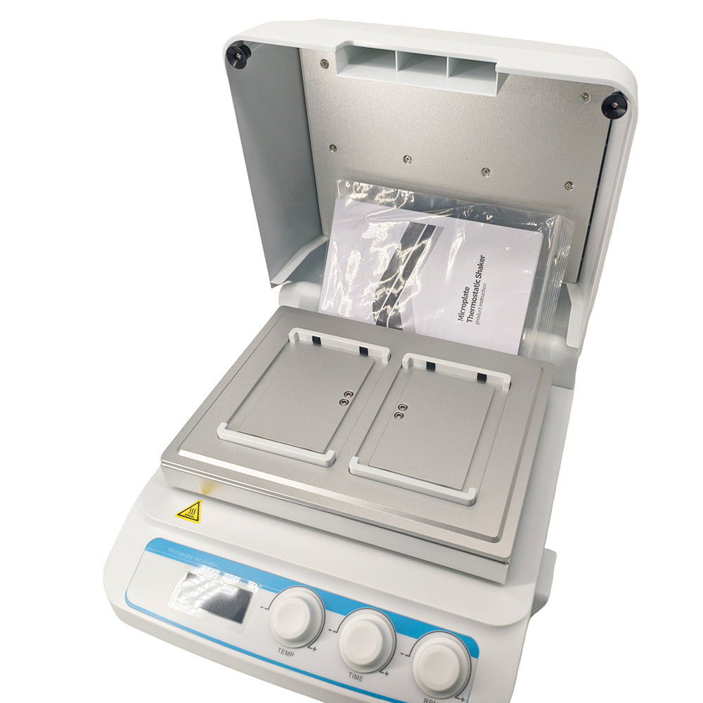 VTSYIQI Microplate Thermoshaker Microplate Incubator with Speed Range 100 to 1600rpm Capacity 2 Microtiter Plates or Deep Well Plates Temperature Control Range RT+5 ~ 70°C Temperature Control Accuracy ≤±0.5°C