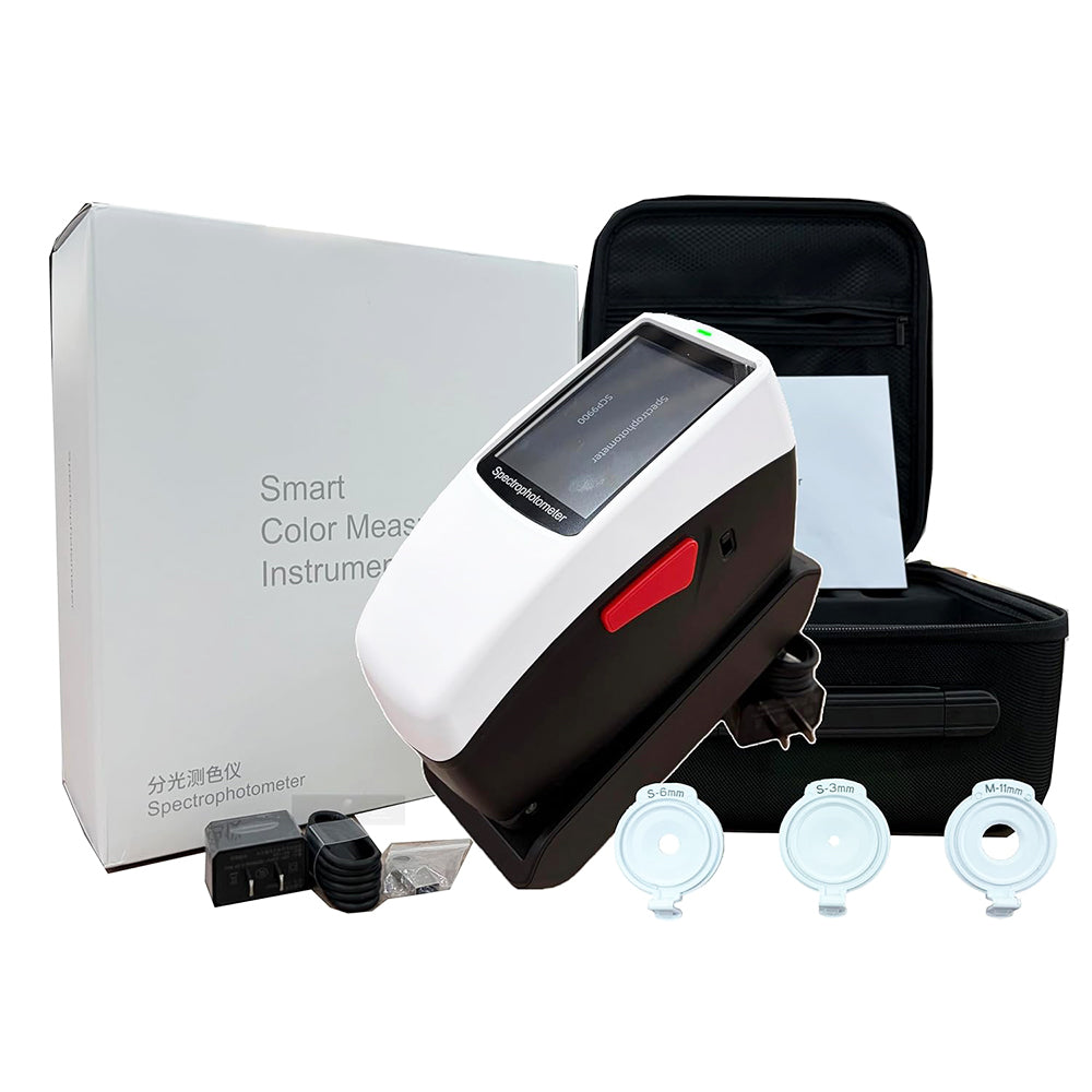 VTSYIQI Three Caliber Spectrophotometer Spectro Colorimeter with 3 Measuring Apertures Φ11mm Φ6mm Φ3mm Repeatability dE*ab≤0.02 More Than 30 Measurement Parameters ASTM ISO Standard Full Color Screen