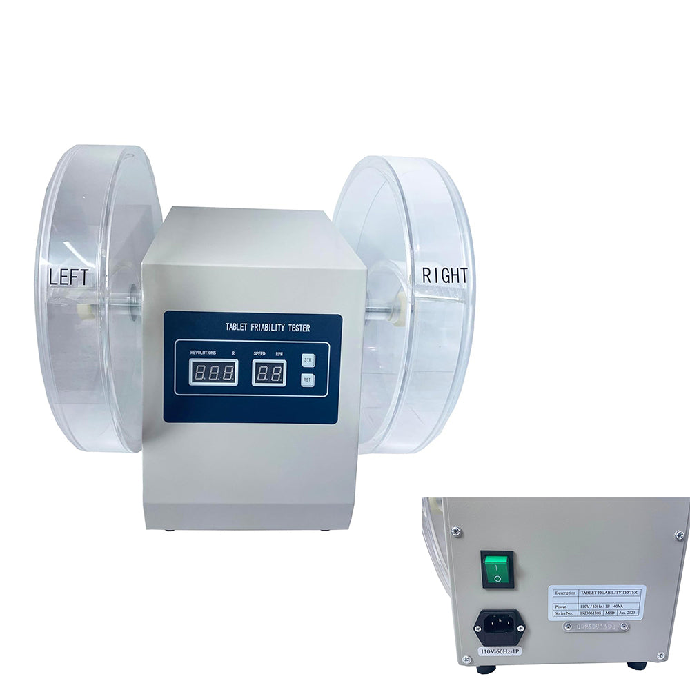 VTSYIQI Friability Tester Tablet Friability Test Apparatus with 2 Number of Turntable Cylinders Automatic Detection Automatic Diagnosis Automatic Alarm Rotation Speed Range 25rpm Inner Diameter of Turntable Cylinder Φ286mm