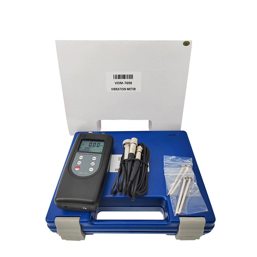 VTSYIQI Digital 3D Vibration Meter Double Channel Vibration Meter Digital Vibration Meter/Data Logger with Vibrometer Gauge Vibrating Gauge Acceleration 0.1~400m/s², Black