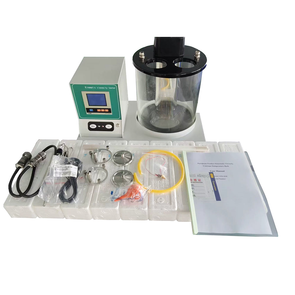 VTSYIQI Kinematic Viscosity Tester with Room Temperature 100℃ Rotating Speed 1200r/min Mixer Impeller Diameter φ50mm Accuracy ±0.1℃ Constant Temperature Bath Sets GB/T265-88 Standard 2 Samples