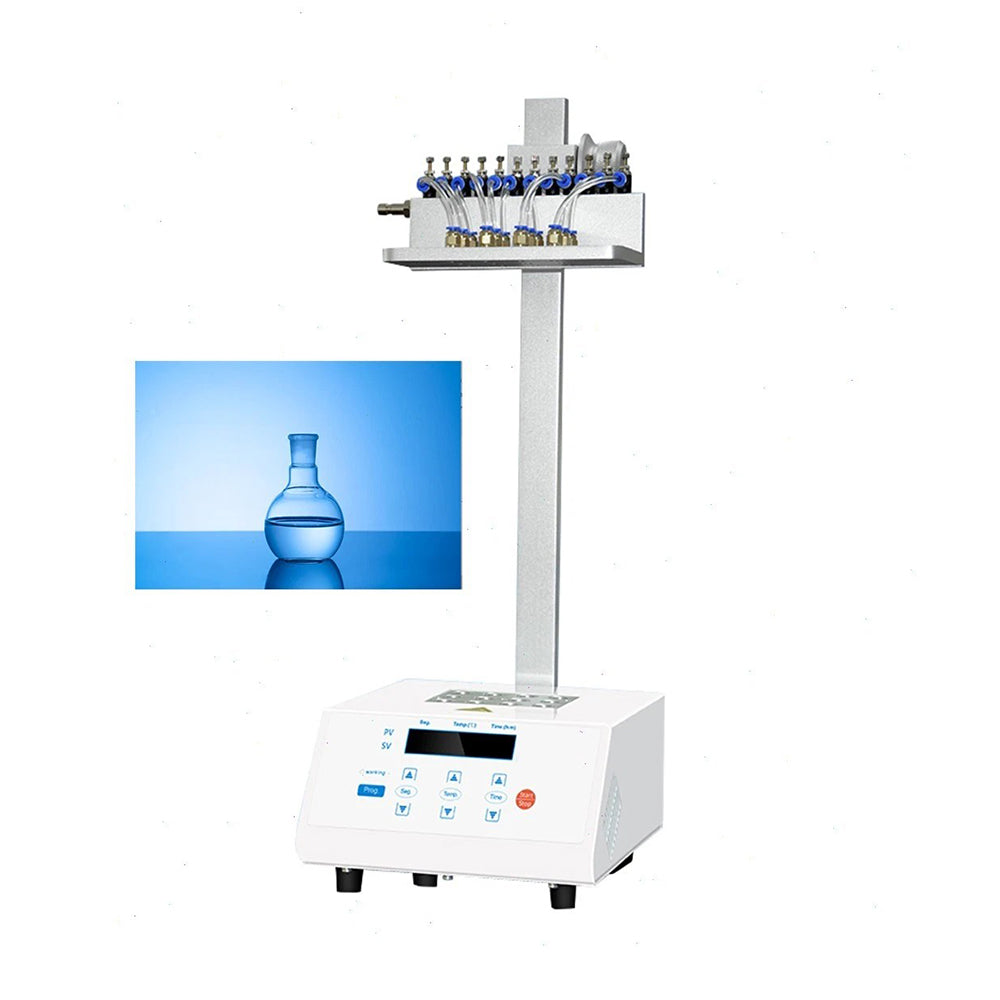 VTSYIQI Dry Block Nitrogen Evaporator Nitrogen Sample Concentrator with Max. Nitrogen Pressure≤0.12MPa Time Setting 0-99h59min Sample Handling Capacity 2*12 Holes*16.5mm Nitrogen Flow 0~15L/min Max Lifting Distance 285mm