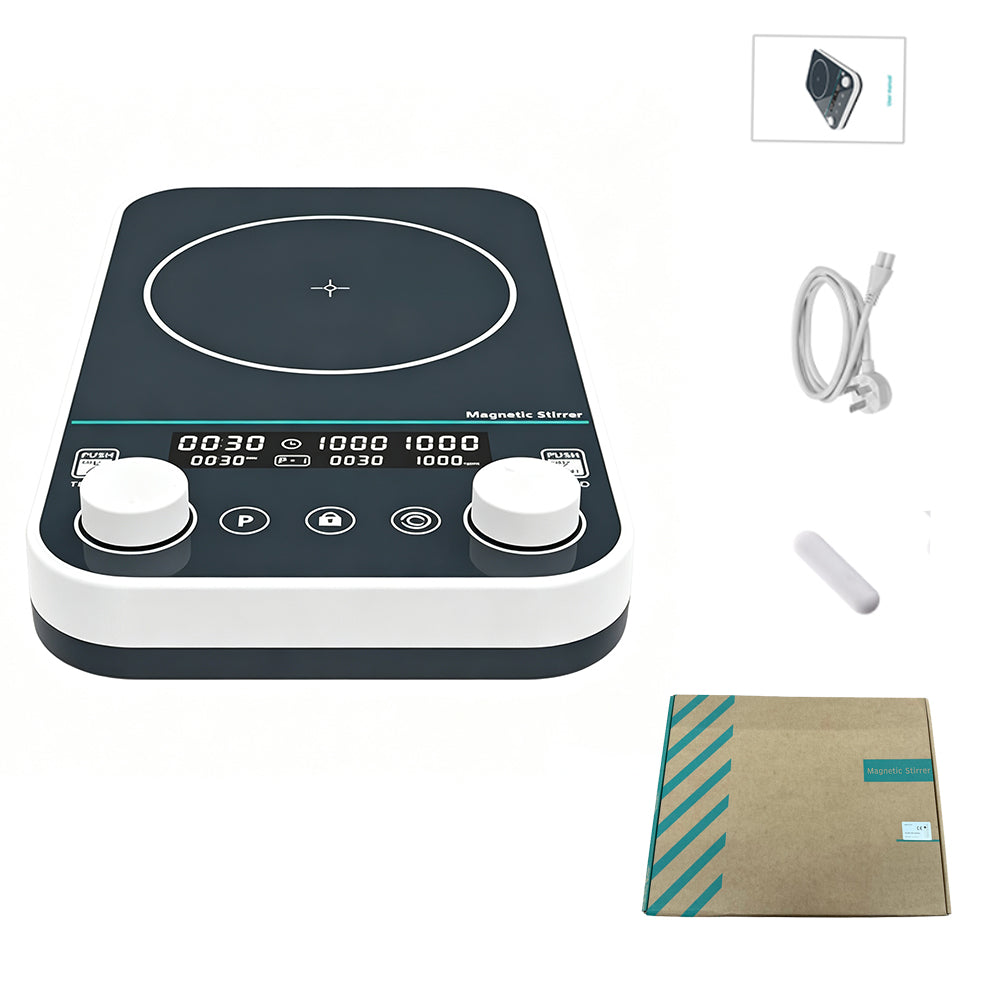 VTSYIQI High Capacity Magnetic Stirrer Large Volume Magnetic Stirrer 10L with Panel Material Tempered Glass Workplate Size 240*240mm Speed Range 100-1200rpm Control Method Digital Display&Button&Knob