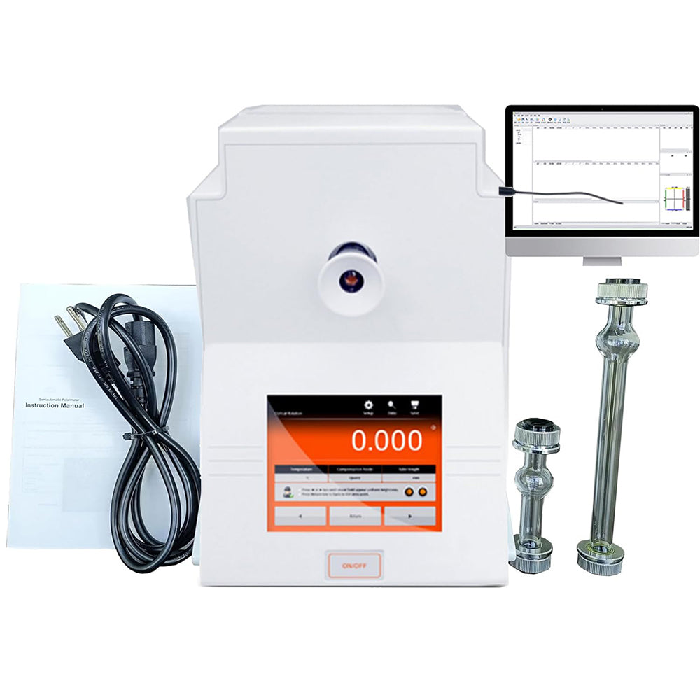 VTSYIQI Semi-Automatic Polarimeter Digital Polarimeter Instrument with Optical Rotation Specific Rotation Concentration Sugar Scale +/- 90 Degree 100mm 200mm Tube USB