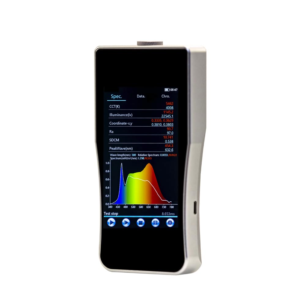 VTSYIQI Portable Spectrometer Optical Spectrum Analyzer with Wavelength Range 380nm～780nm Wavelength Accuracy ±0.5nm Spectral Bandwidth 2nm Color Rendering Accuracy ±1 for Commercial Lighting Health Lighting Home Lighting Building Lighting Etc