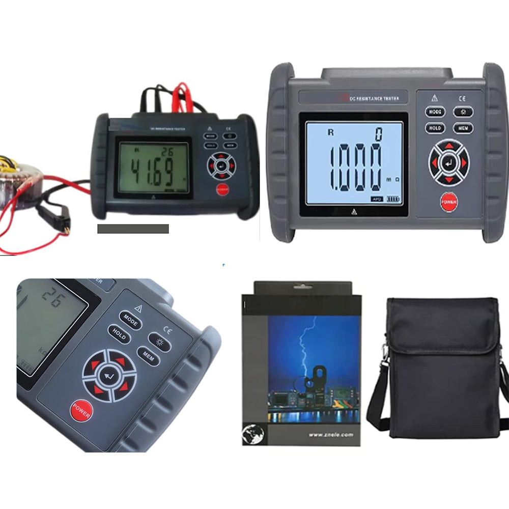 VTSYIQI Equipotential Tester Micro Ohmmeter DC Low Resistance Tester with Resistance Range 0.01mΩ to 30.00KΩ Resolution 10uΩ Accuracy ±0.1% 500 Groups Data Storage USB Interface for EV Small Motor Winding Coils
