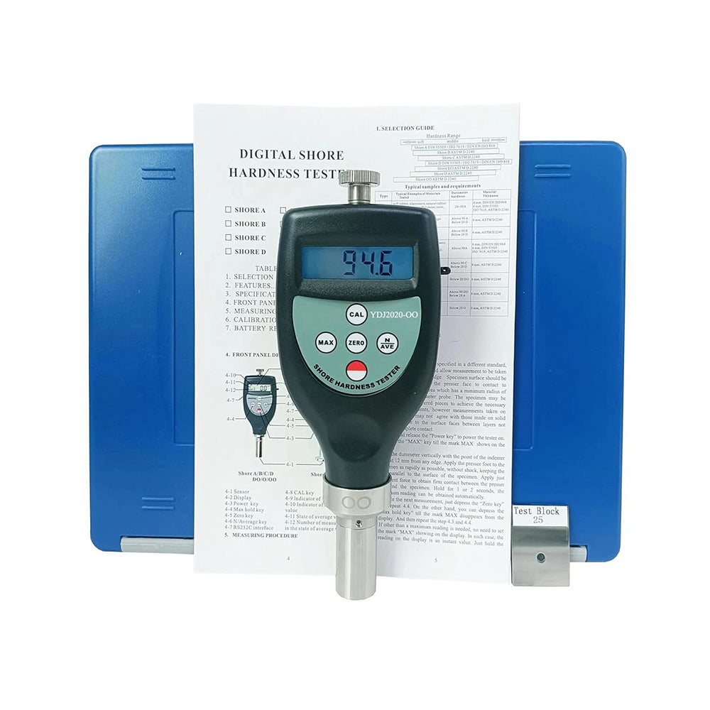VTSYIQI Shore OO Durometer Digital Shore OO Hardness Tester Meter with Measurement Range 10HOO~90HOO Resolution 0.1H Indenter R 1.2 Spherical Radius ASTM ISO Standard for Measuring Sponge- and Cellular Rubber