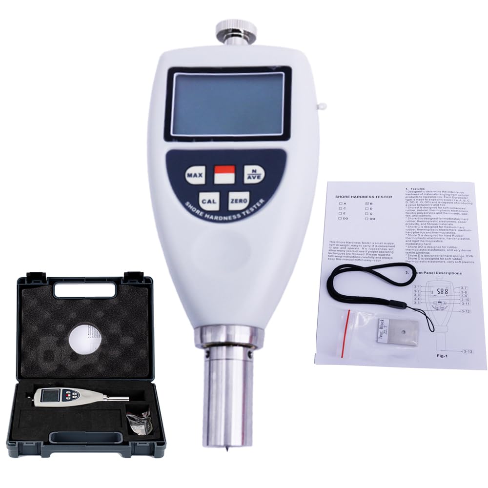 VTSYIQI Shore D Hardness Tester Gauge Hard Rubber Durometer  for Hard Rubber Thermoplastic Elastomers Harder Plastics and Rigid Thermoplastics with Measurement Range 10~90HD Indenter R0.1Cone