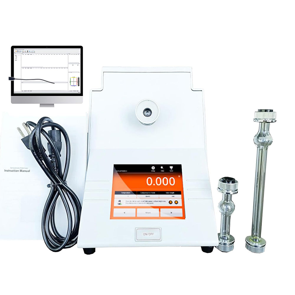 VTSYIQI Polarimeter Multiparameter Semiautomatic Polarimeter with Optical Rotation Specific Rotation Concentration Sugar Scale +/- 90 Degree 100mm 200mm Tube USB