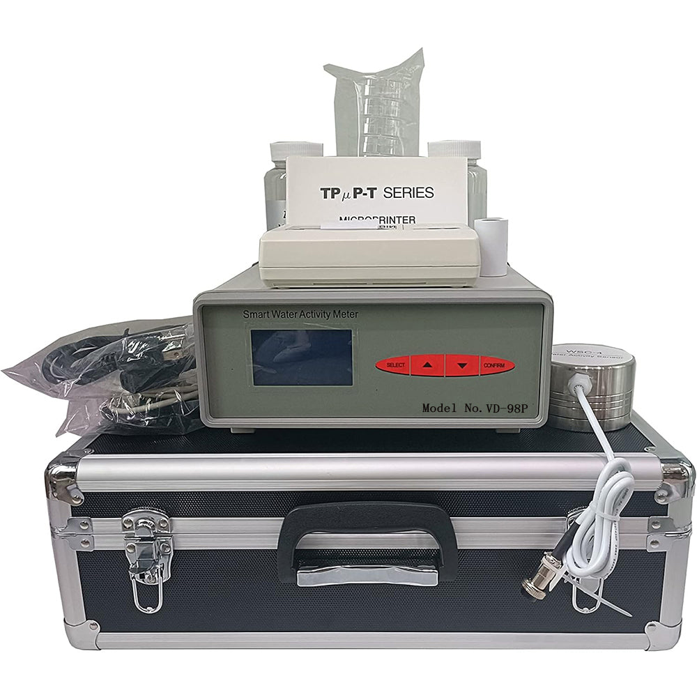 VTSYIQI One Channel Water Activity Meter Benchtop AW Tester with 2000 Sets Circularly Record One WSC-4 Point Sensor Accuracy ±0.015aw Range 0 to 1.000aw 5000 Groups Data Storage Print