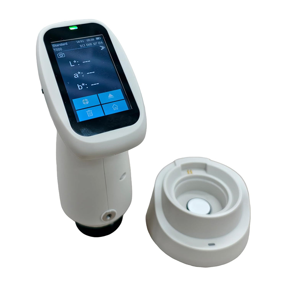 VTSYIQI Handheld Spectrophotometer Digital Spectrocolorimeter with Color Spaces CIE LAB,XYZ,Yxy,LCh,CIE LUV,s-RGB,HunterLab,βxy,DIN Lab99 Six Measuring Apertures CMOS Dual Beam Splitting Sensor Non-Contact Automatic Calibration