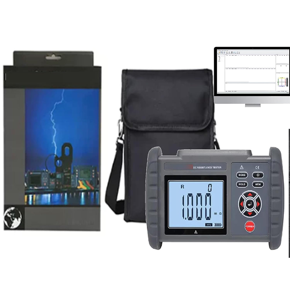 VTSYIQI Digital Micro Ohmmeter DC Low Resistance Tester Equipotential Test with Resistance Range 0.01mΩ to 30.00KΩ Resolution 10uΩ USB Interface Accuracy ±0.1% 500 Groups Data Storage