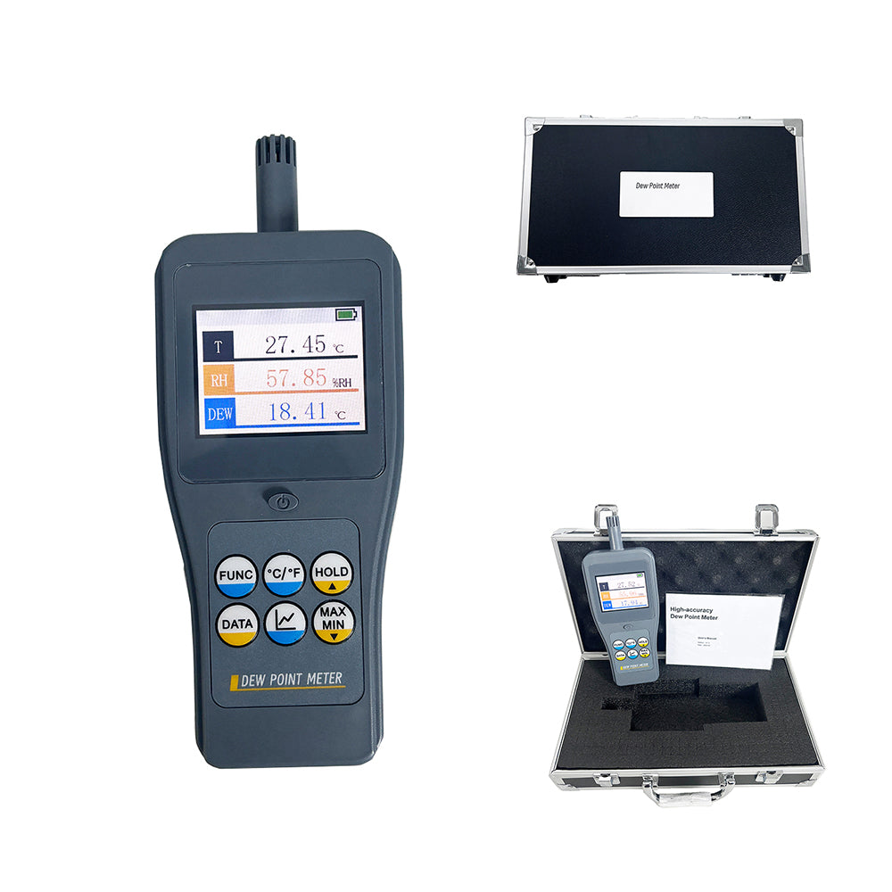 VTSYIQI Dew Point Meter Integrated Precision Dew Point Meter with Support Multi-parameter Measurement of Ambient Temperature, Relative Humidity, Dew Point Temperature, Wet Bulb Temperature, Absolute Humidity, PPMv