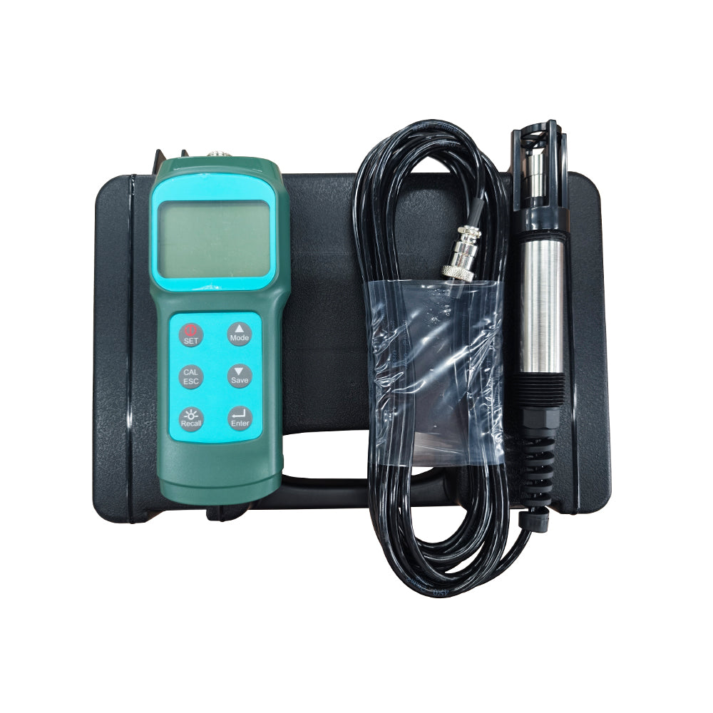 VTSYIQI Optical Dissolved Oxygen Meter Fluorescence Dissolved Oxygen Analyzer with 5m Probe Dissolved Oxygen Measurement Range 0~15mg/L or 0~119.9% Salinity Compensation 0~42ppt Accuracy ±3.0%